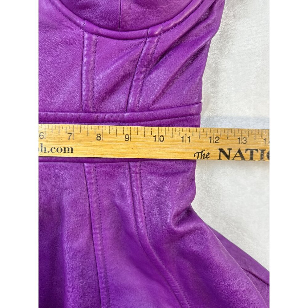 Bebe Purple Faux Leather Strapless High Low Dress Womens XXS NWT Y2K - Picture 5 of 15